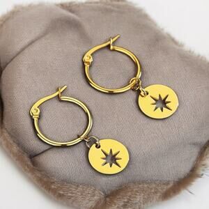 NEW 18K yellow gold plated star hoop dangle drop earrings jewelry B20B